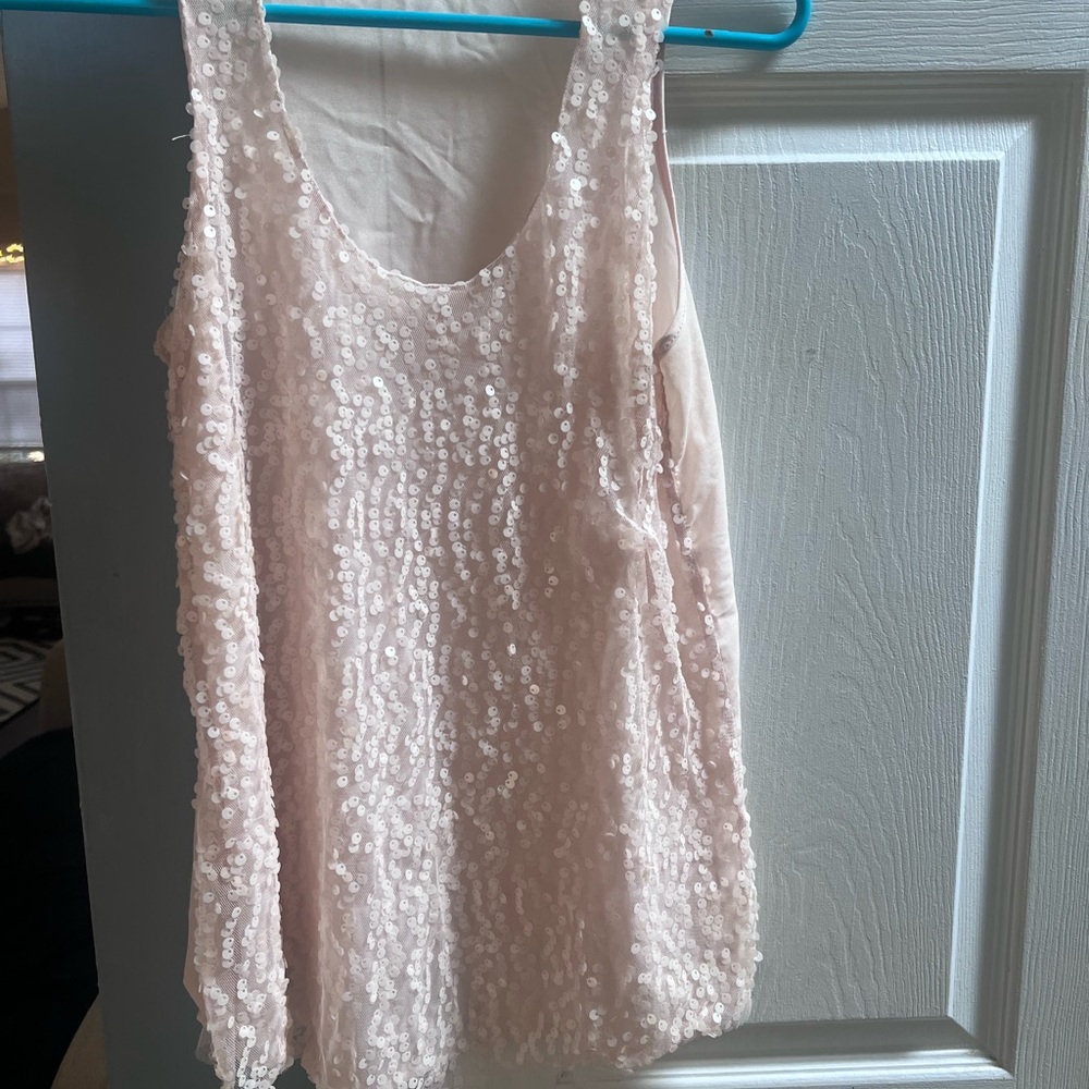 Francesca's Collections Pink Sequin Tank Top